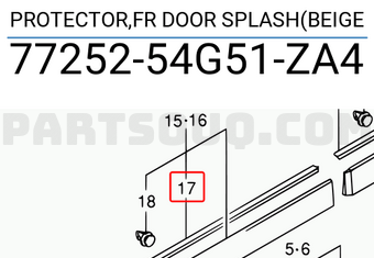 Suzuki 7725254G51ZA4 PROTECTOR,FR DOOR SPLASH(BEIGE