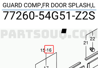 Suzuki 7726054G51Z2S GUARD COMP,FR DOOR SPLASH,L