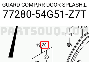 Suzuki 7728054G51Z7T GUARD COMP,RR DOOR SPLASH,L