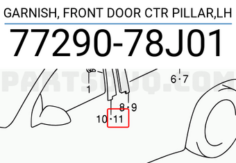 Suzuki 7729078J01 GARNISH, FRONT DOOR CTR PILLAR,LH