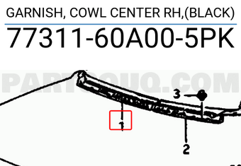 Suzuki 7731160A005PK GARNISH, COWL CENTER RH,(BLACK)
