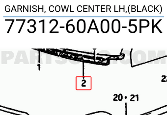 Suzuki 7731260A005PK GARNISH, COWL CENTER LH,(BLACK)