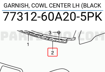 Suzuki 7731260A205PK GARNISH, COWL CENTER LH (BLACK