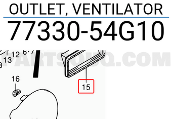 Suzuki 7733054G10 OUTLET, VENTILATOR