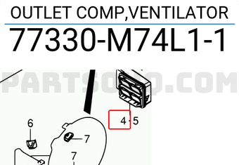 Suzuki 77330M74L11 OUTLET COMP,VENTILATOR