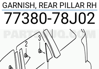 Suzuki 7738078J02 GARNISH, REAR PILLAR RH