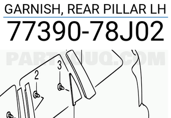 Suzuki 7739078J02 GARNISH, REAR PILLAR LH
