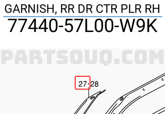 Suzuki 7744057L00W9K GARNISH, RR DR CTR PLR RH