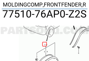 Suzuki 7751076AP0Z2S MOLDINGCOMP,FRONTFENDER,R