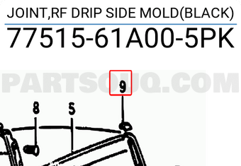 Suzuki 7751561A005PK JOINT,RF DRIP SIDE MOLD(BLACK)