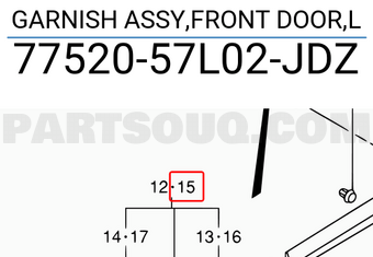 Suzuki 7752057L02JDZ GARNISH ASSY,FRONT DOOR,L