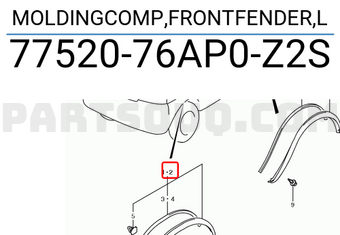 Suzuki 7752076AP0Z2S MOLDINGCOMP,FRONTFENDER,L