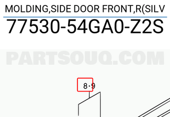 Suzuki 7753054GA0Z2S MOLDING,SIDE DOOR FRONT,R(SILV
