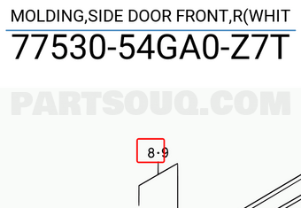 Suzuki 7753054GA0Z7T MOLDING,SIDE DOOR FRONT,R(WHIT
