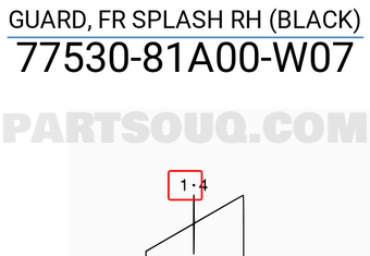 Suzuki 7753081A00W07 GUARD, FR SPLASH RH (BLACK)