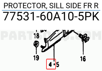 Suzuki 7753160A105PK PROTECTOR, SILL SIDE FR R