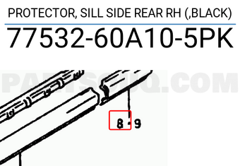 Suzuki 7753260A105PK PROTECTOR, SILL SIDE REAR RH (,BLACK)