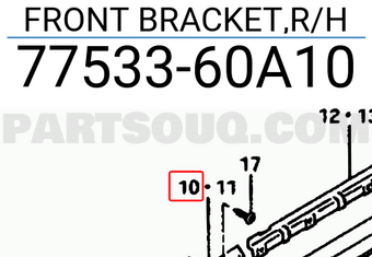 Suzuki 7753360A10 FRONT BRACKET,R/H