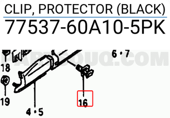 Suzuki 7753760A105PK CLIP, PROTECTOR (BLACK)