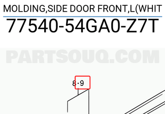 Suzuki 7754054GA0Z7T MOLDING,SIDE DOOR FRONT,L(WHIT