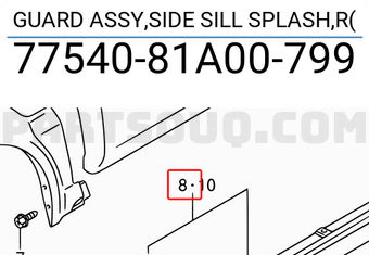 Suzuki 7754081A00799 GUARD ASSY,SIDE SILL SPLASH,R