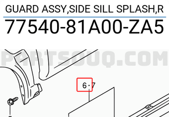 Suzuki 7754081A00ZA5 GUARD ASSY,SIDE SILL SPLASH,R