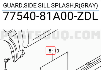 Suzuki 7754081A00ZDL GUARD,SIDE SILL SPLASH,R(GRAY)