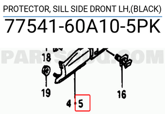 Suzuki 7754160A105PK PROTECTOR, SILL SIDE DRONT LH,(BLACK)