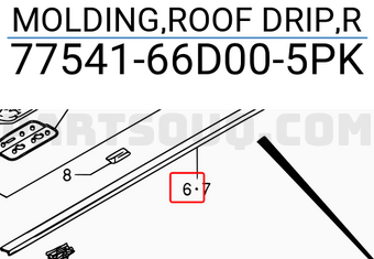 Suzuki 7754166D005PK MOLDING,ROOF DRIP,R