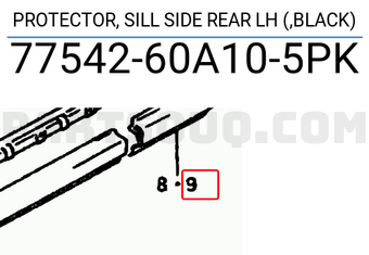 Suzuki 7754260A105PK PROTECTOR, SILL SIDE REAR LH (,BLACK)