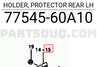 Suzuki 7754560A10 HOLDER, PROTECTOR REAR LH