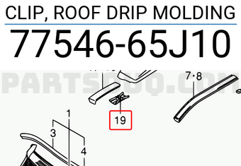 Suzuki 7754665J10 CLIP, ROOF DRIP MOLDING