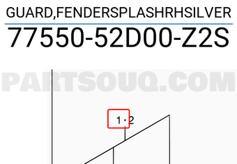 Suzuki 7755052D00Z2S GUARD,FENDERSPLASHRHSILVER