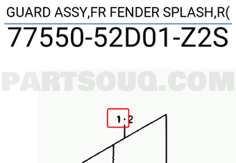 Suzuki 7755052D01Z2S GUARD ASSY,FR FENDER SPLASH,R