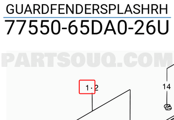 Suzuki 7755065DA026U GUARDFENDERSPLASHRH