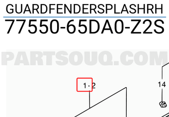 Suzuki 7755065DA0Z2S GUARDFENDERSPLASHRH