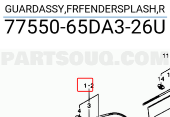 Suzuki 7755065DA326U GUARDASSY,FRFENDERSPLASH,R