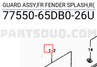 Suzuki 7755065DB026U GUARD ASSY,FR FENDER SPLASH,R
