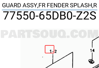 Suzuki 7755065DB0Z2S GUARD ASSY,FR FENDER SPLASH,R