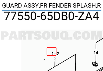 Suzuki 7755065DB0ZA4 GUARD ASSY,FR FENDER SPLASH,R
