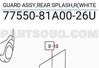 Suzuki 7755081A0026U GUARD ASSY,REAR SPLASH,R(WHITE