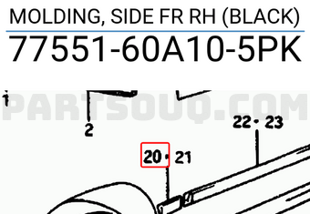 Suzuki 7755160A105PK MOLDING, SIDE FR RH (BLACK)