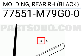 Suzuki 77551M79G00 MOLDING, REAR RH (BLACK)