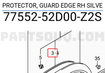 Suzuki 7755252D00Z2S PROTECTOR, GUARD EDGE RH SILVE