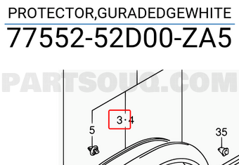 Suzuki 7755252D00ZA5 PROTECTOR,GURADEDGEWHITE