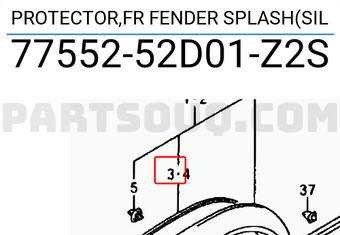 Suzuki 7755252D01Z2S PROTECTOR,FR FENDER SPLASH(SIL