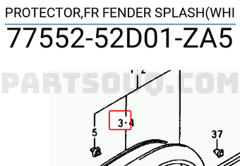 Suzuki 7755252D01ZA5 PROTECTOR,FR FENDER SPLASH(WHI