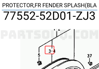 Suzuki 7755252D01ZJ3 PROTECTOR,FR FENDER SPLASH(BLA