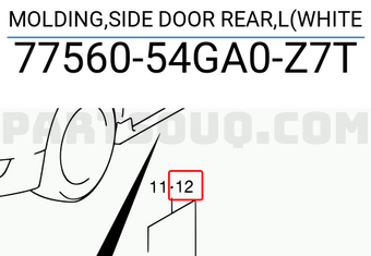 Suzuki 7756054GA0Z7T MOLDING,SIDE DOOR REAR,L(WHITE