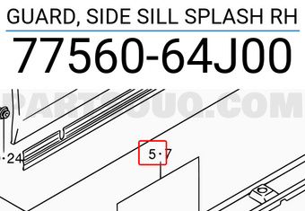 Suzuki 7756064J00 GUARD, SIDE SILL SPLASH RH